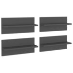 vidaXL Étagères murales 4 Pièces gris 40x11 5x18 cm bois d'ingénierie