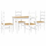 vidaXL Ensemble à manger Panama 5 Pièces blanc bois de pin massif