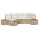 vidaXL Ensemble de canapé de jardin avec coussin 6 Pièces Beige polyrotin