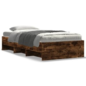 vidaXL Cadre de lit sans matelas chêne fumé 100x200 cm bois ingénierie