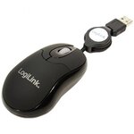 Mini Souris filaire pour portable (rétractable) LogiLink (Noir)