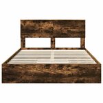 vidaXL Lit de Rangement Chêne fumé 140 x 200 cm Bois d'ingénierie