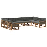 vidaXL Ensemble de canapés d'extérieur 9 pc Naturel et Anthracite
