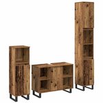 vidaXL Ensemble de mobilier de salle de bain avec porte 3 Pièces Marron