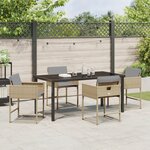 vidaXL Ensemble de Salle à Manger de Jardin de 5 pièces avec Coussins Beige Rattan Poly
