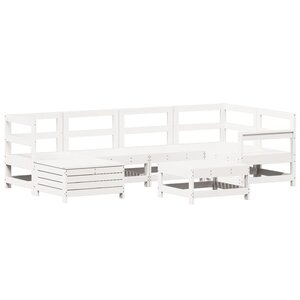 vidaXL Salon de jardin 7 Pièces blanc bois de pin massif
