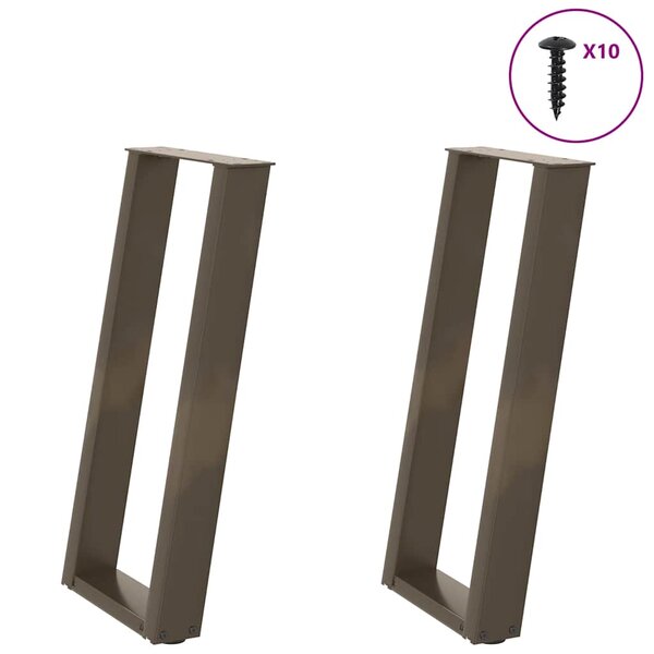 vidaXL Pieds de table console en U  2 pièces  acier naturel  28 x (72-73) cm