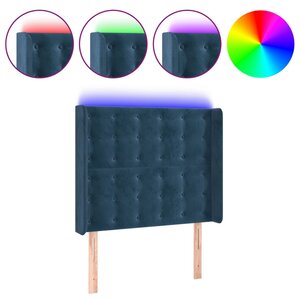 vidaXL Tête de lit à LED Bleu foncé 83x16x118/128 cm Velours