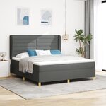 Lit à ressort vidaXL avec matelas en gris foncé  180x200 cm en tissu