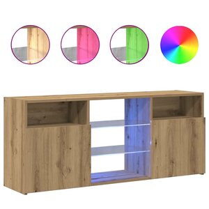 vidaXL Meuble TV avec lumières LED chêne artisanal bois d'ingénierie