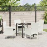 vidaXL Ensemble de salle à manger de jardin 5 pièces avec coussins en poly rotin blanc