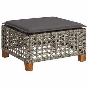 vidaXL Tabouret de jardin et coussin gris 63 5x56x32 cm résine tressée