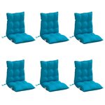 vidaXL Coussins de chaise à dossier bas lot de 6 bleu clair