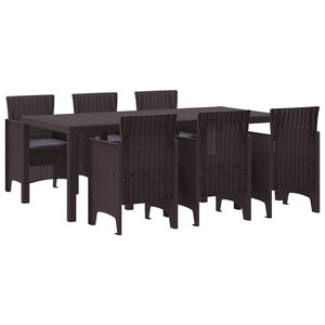 vidaXL Ensemble de salle à manger pour jardin 7 Pièces Marron