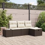 vidaXL Ensemble canapé jardin 4 pièces avec coussins en poly rotin marron
