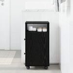 vidaXL Cabinet de salle de bain étroit avec roues en bois d'ingénierie chêne noir