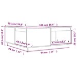 vidaXL Table basse Gris 100x101x40 5 cm Bois massif de pin