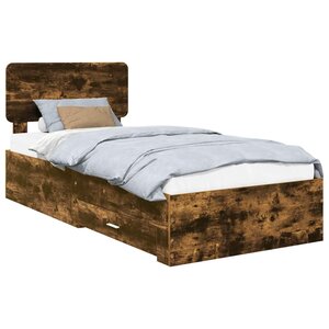 vidaXL Cadre de lit Chêne fumé 90 x 190 cm Bois d'ingénierie