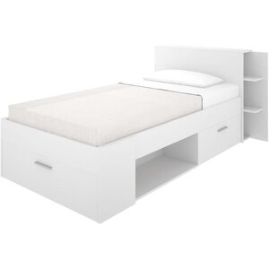 Lit enfant 90 x 190 cm multiples rangements - Décor blanc