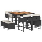 vidaXL Ensemble à manger de jardin 9Pièces coussins noir résine tressée