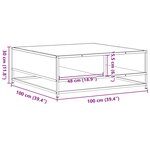 vidaXL Table basse sonoma gris 100x100x30cm bois d'ingénierie et métal