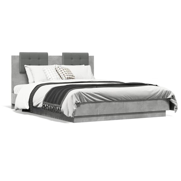 vidaXL Cadre de lit sans matelas gris béton 120x190 cm
