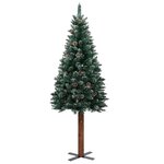 vidaXL Sapin de Noël mince pré-éclairé et boules vert 180 cm