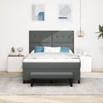 vidaXL Lit à ressort avec matelas et banc gris foncé 160x200 cm tissu