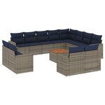 vidaXL Salon de jardin avec coussins 13 Pièces gris résine tressée
