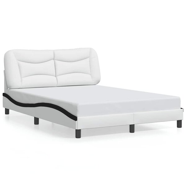 vidaXL Cadre de lit sans matelas Hvar blanc et noir 140x200 cm similicuir