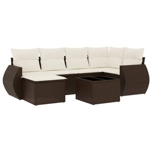 vidaXL Salon de jardin avec coussins 7 Pièces marron résine tressée