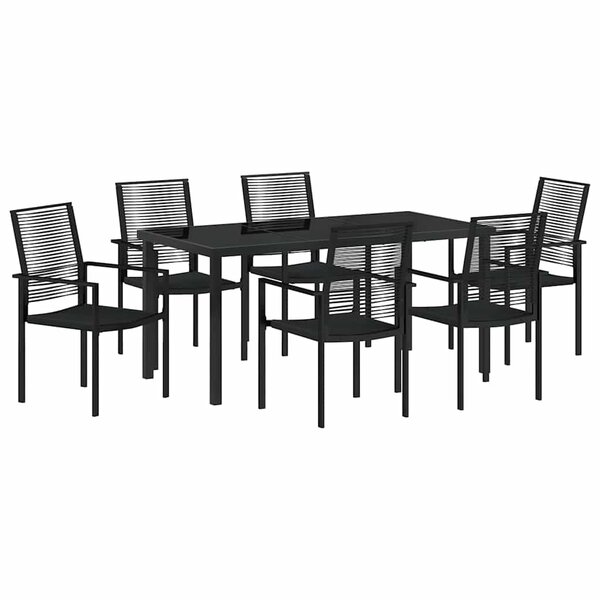 vidaXL Ensemble de salle à manger pour jardin 7 Pièces Noir