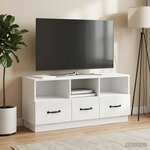 vidaXL Meuble TV Blanc brillant 102 x 34 5 x 47 cm Bois d'ingénierie
