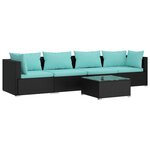 vidaXL Salon de jardin 5 Pièces avec coussins résine tressée noir