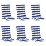 vidaXL Coussin d'extérieur 6 pc Tissu Bleu et Blanc 120 x 50 x 7 cm