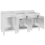 vidaXL Évier de cuisine commercial 180x60x96 cm Acier inoxydable