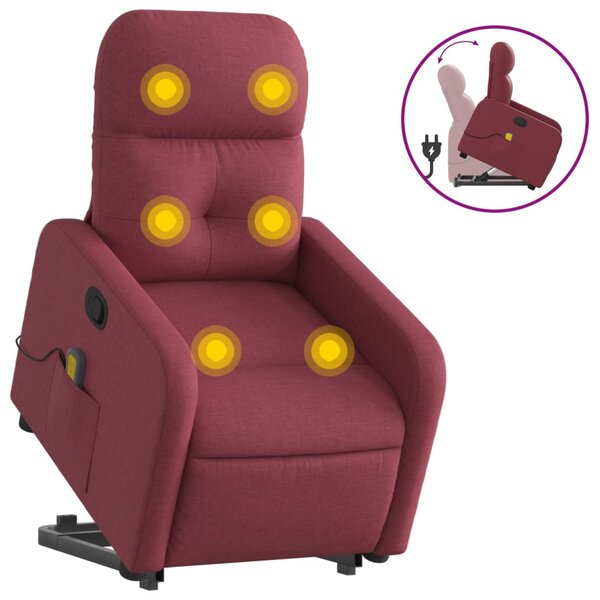 vidaXL Fauteuil inclinable de massage Rouge bordeaux Tissu
