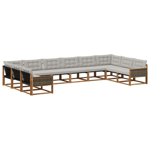 vidaXL Ensemble de canapés d'extérieur 10 pc Naturel et gris clair