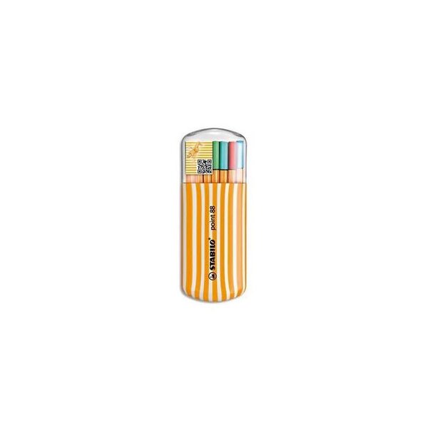 Étui de 20 Stylos-Feutre POINT 88 Pointe Fine 0 4 mm avec attache couleurs assorties x10 STABILO