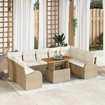 vidaXL Ensemble de canapé de jardin avec coussin 10 Pièces beige et crème