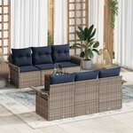vidaXL Ensemble de canapé de jardin 7 Pièces Gris Poly rotin