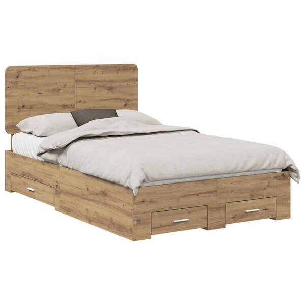 vidaXL Cadre de lit Chêne artisanal 120 x 190 cm Bois d'ingénierie