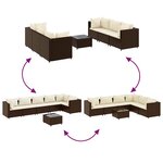 vidaXL Salon de jardin avec coussins 7 Pièces marron résine tressée