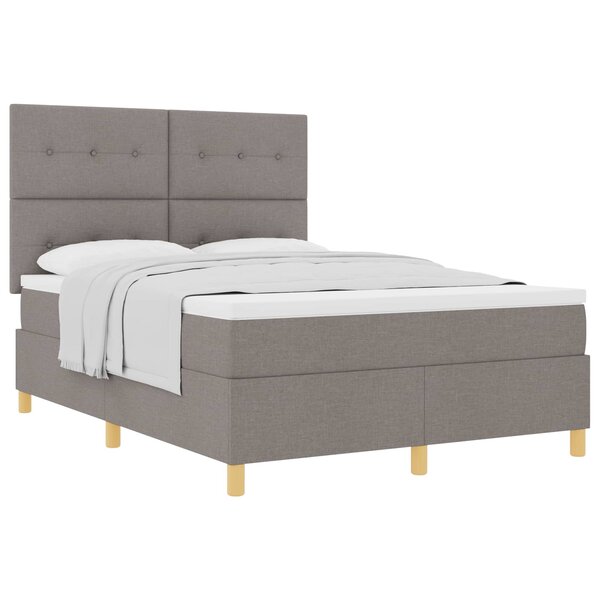 vidaXL Lit à ressorts avec matelas Taupe 140 x 190 cm tissu