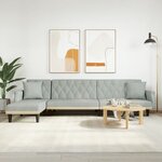 vidaXL Canapé-lit en forme de L gris clair 271x140x70 cm velours