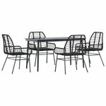 vidaXL Ensemble à manger de jardin 5 Pièces noir résine tressée verre
