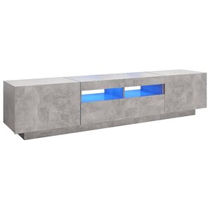 vidaXL Meuble TV avec lumières LED Gris béton 180x35x40 cm