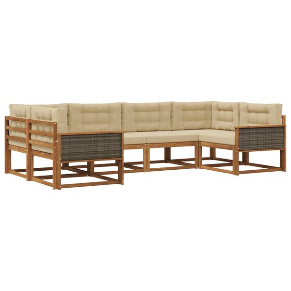 vidaXL Ensemble de canapés d'extérieur 6 Pièces Naturel et Beige