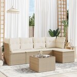 vidaXL Salon de jardin avec coussins 6 Pièces beige résine tressée