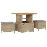 vidaXL Ensemble de Canapés de Jardin de 9 pièces avec Coussins Beige Poly Rattan Acacia